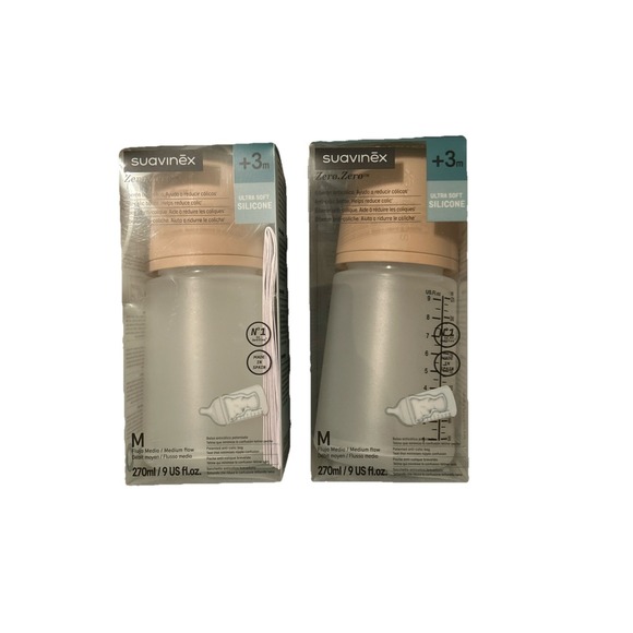 Other - Suavinex Zero Zero Baby Bottle 9 oz Anti Colic Medium Flow Silicone +3m 2 Pack
